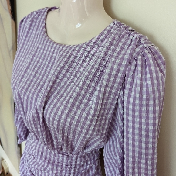 Zara purple gingham blogger mini dress small - Picture 6 of 16
